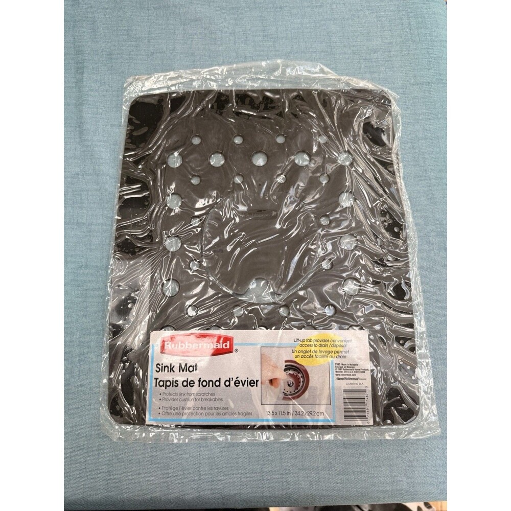 Rare Vintage 2001 Rubbermaid Sink Protector Rubber Mat 13.5” x 11.5” BLACK #2993